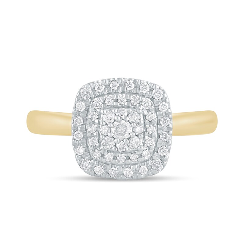 Main Image 4 of 1/3 CT. T.W. Composite Cushion-Shaped Diamond Double Frame Engagement Ring in 10K Gold