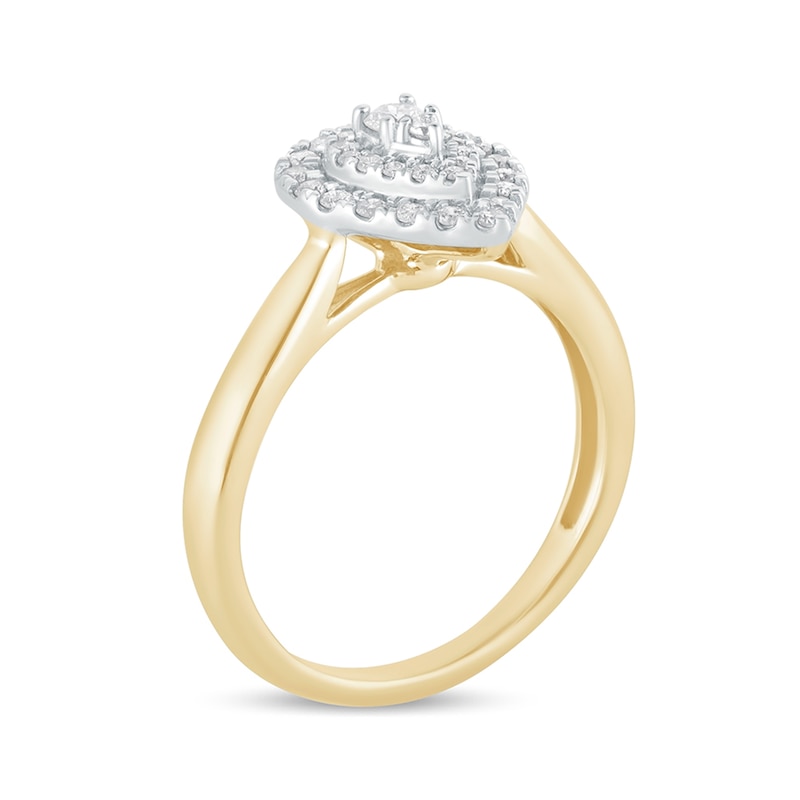 Main Image 2 of 1/3 CT. T.W. Composite Diamond Double Pear-Shaped Frame Engagement Ring in 14K Gold