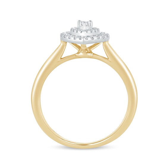 1/3 CT. T.w. Composite Diamond Double Pear-Shaped Frame Engagement Ring in 14K Gold