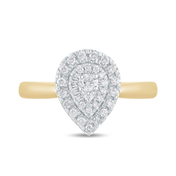 1/3 CT. T.w. Composite Diamond Double Pear-Shaped Frame Engagement Ring in 14K Gold