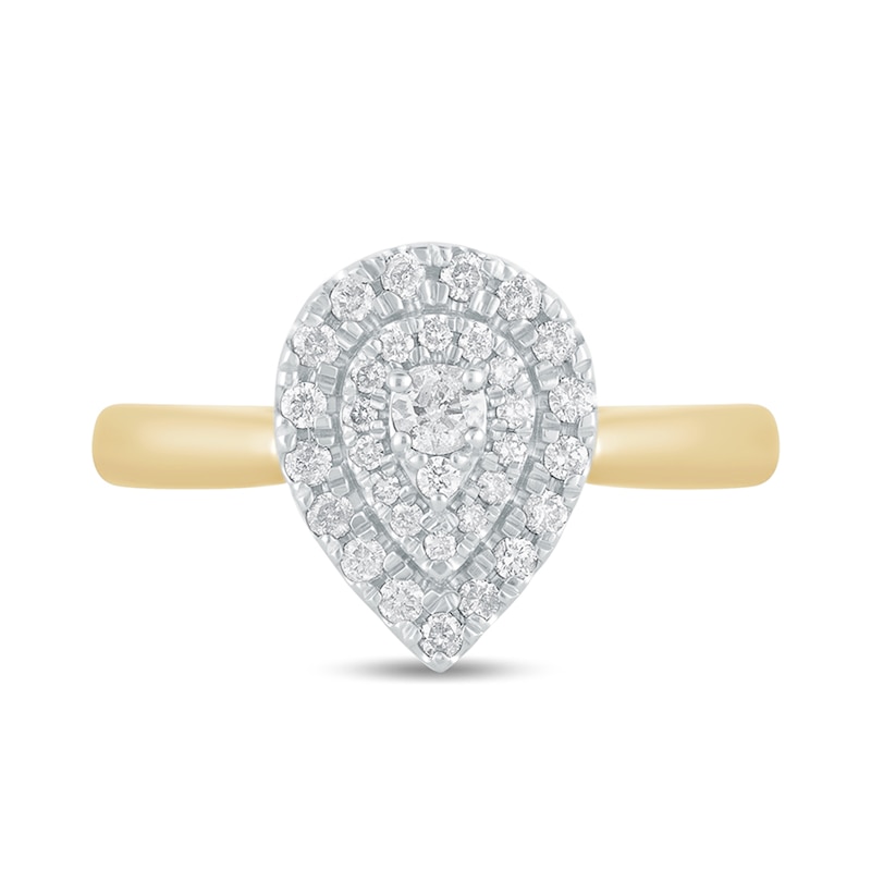 Main Image 4 of 1/3 CT. T.W. Composite Diamond Double Pear-Shaped Frame Engagement Ring in 14K Gold