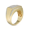 Thumbnail Image 2 of Men's 1-1/4 CT. T.W. Diamond Triple Row Rectangle-Top Border Ring in 10K Gold