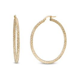 40.0mm Diamond-Cut Tube Hoop Earrings in 10K Gold
