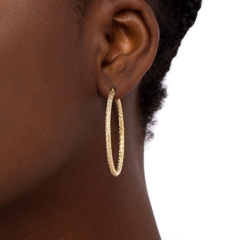 Main Image 2 of 40.0mm Diamond-Cut Tube Hoop Earrings in 10K Gold