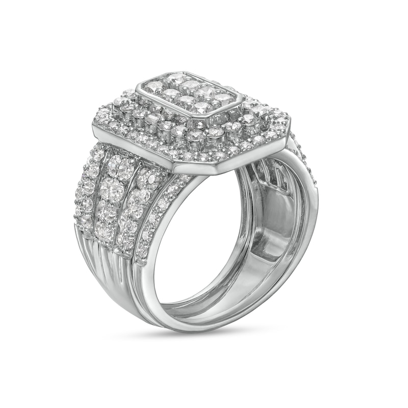 Main Image 3 of 2-1/5 CT. T.W. Composite Diamond Double Octagonal Frame Multi-Row Three Piece Bridal Set in 10K White Gold