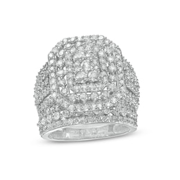 2-1/5 CT. T.W. Composite Diamond Triple Octagonal Frame Multi-Row Bridal Set in 10K White Gold