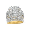 Thumbnail Image 1 of 2-1/5 CT. T.W. Multi-Diamond Triple Octagonal Frame Multi-Row Bridal Set in 10K Gold