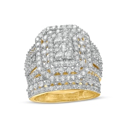 2-1/5 CT. T.W. Multi-Diamond Triple Octagonal Frame Multi-Row Bridal Set in 10K Gold