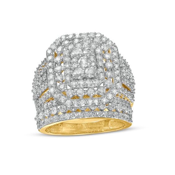 2-1/5 CT. T.w. Multi-Diamond Triple Octagonal Frame Multi-Row Bridal Set in 10K Gold