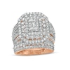 Thumbnail Image 1 of 2-1/5 CT. T.W. Composite Diamond Triple Octagonal Frame Multi-Row Bridal Set in 10K Rose Gold
