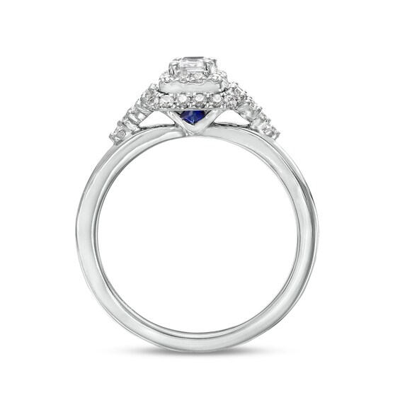 Vera Wang Love Collection 5/8 CT. T.w. Emerald-Cut Diamond Double Frame Engagement Ring in 14K White Gold
