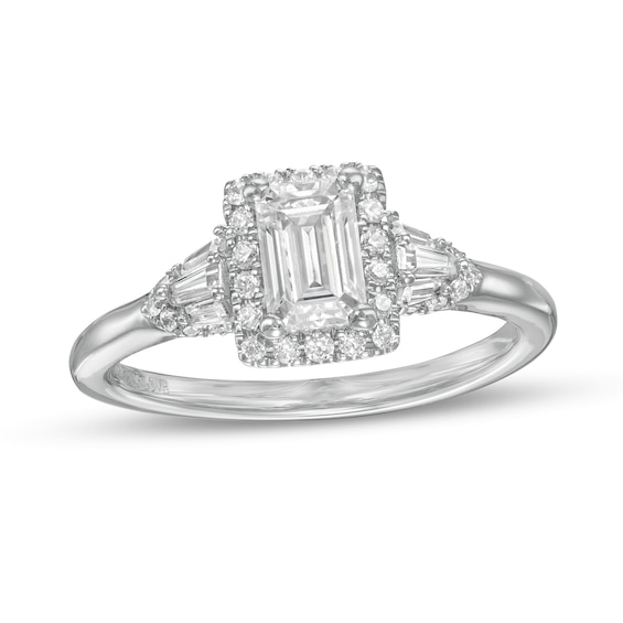 Vera Wang Love Collection 1 CT. T.w. Emerald-Cut Diamond Frame Engagement Ring in 14K White Gold