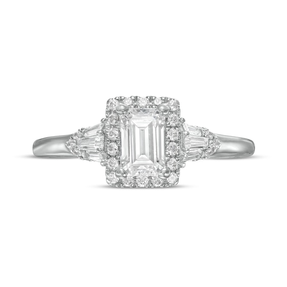 Vera Wang Love Collection 1 CT. T.w. Emerald-Cut Diamond Frame Engagement Ring in 14K White Gold