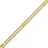 Thumbnail Image 1 of Diamond-Cut Bead and Twisted Link Alternating Station Double Strand Bracelet in 10K Gold - 7.5"
