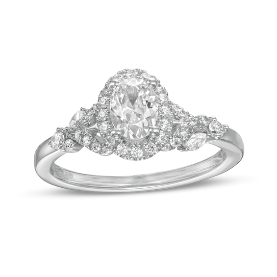 Vera Wang Love Collection 3/4 CT. T.w. Oval Diamond Frame Engagement Ring 14K White Gold