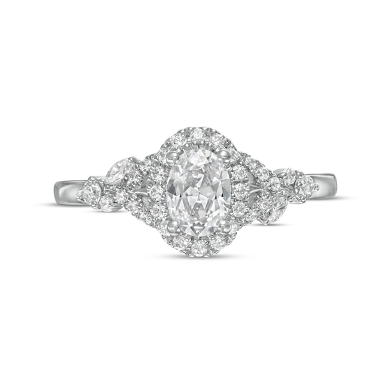 Vera Wang Love Collection 3/4 CT. T.w. Oval Diamond Frame Engagement Ring 14K White Gold