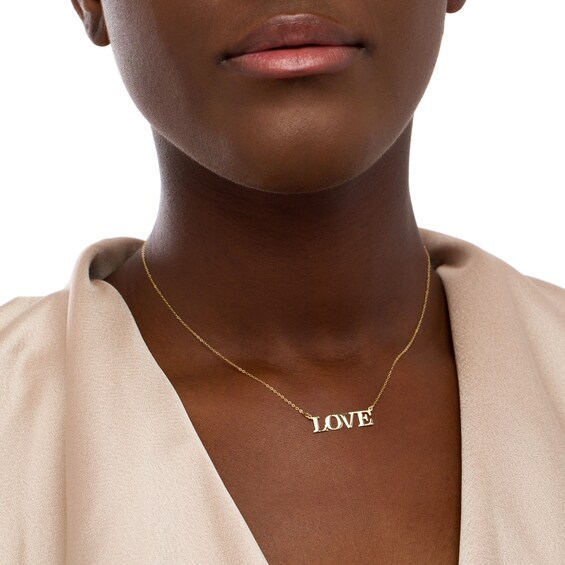 Polished "Love" Necklace in 10K Gold - 16"