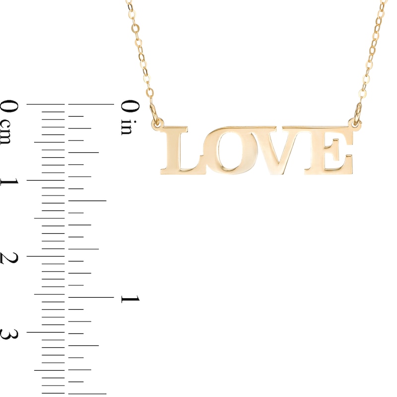 Main Image 3 of Polished "LOVE" Necklace in 10K Gold - 16"