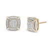 Men's 1/4 CT. T.W. Cushion Composite Diamond Frame with Ornate Four-Corner Accents Stud Earrings in 10K Gold