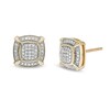 Thumbnail Image 1 of 1/4 CT. T.W. Cushion Composite Diamond Frame with Ornate Four-Corner Accents Stud Earrings in 10K Gold
