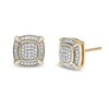 Thumbnail Image 0 of Men's 1/4 CT. T.W. Cushion Composite Diamond Frame with Ornate Four-Corner Accents Stud Earrings in 10K Gold