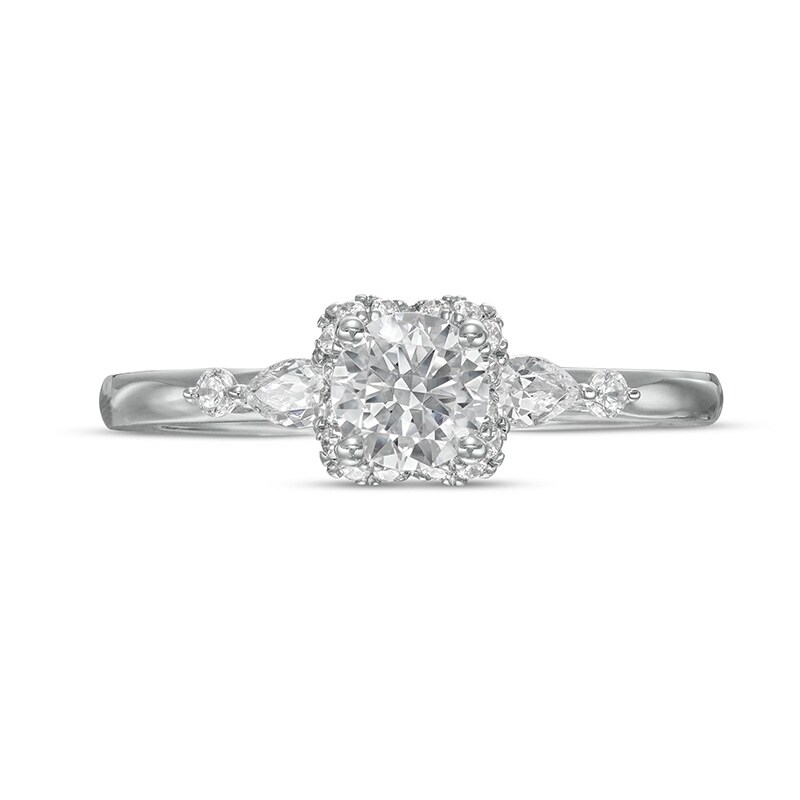 Main Image 3 of Vera Wang Love Collection 3/4 CT. T.W. Diamond Clover-Shaped Frame Engagement Ring in 14K White Gold