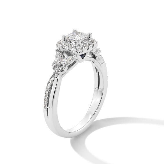 Vera Wang Love Collection 1 CT. T.w. Princess-Cut Diamond Frame Twist Shank Engagement Ring 14K White Gold