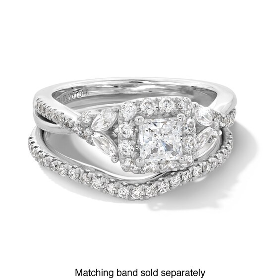 Vera Wang Love Collection 1 CT. T.w. Princess-Cut Diamond Frame Twist Shank Engagement Ring 14K White Gold
