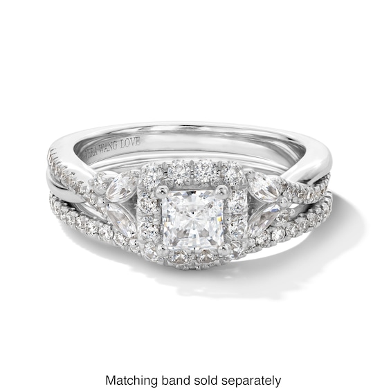 Vera Wang Love Collection 1 CT. T.w. Princess-Cut Diamond Frame Twist Shank Engagement Ring 14K White Gold