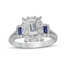 Thumbnail Image 1 of Vera Wang Love Collection Sapphire and 1-3/4 CT. T.W. Emerald-Cut Diamond Frame Engagement Ring in 14K White Gold
