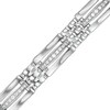 Thumbnail Image 1 of 1 CT. T.W. Diamond Triple Row Rectangle and Brick Pattern Alternating Link Bracelet in 10K White Gold - 8.25"