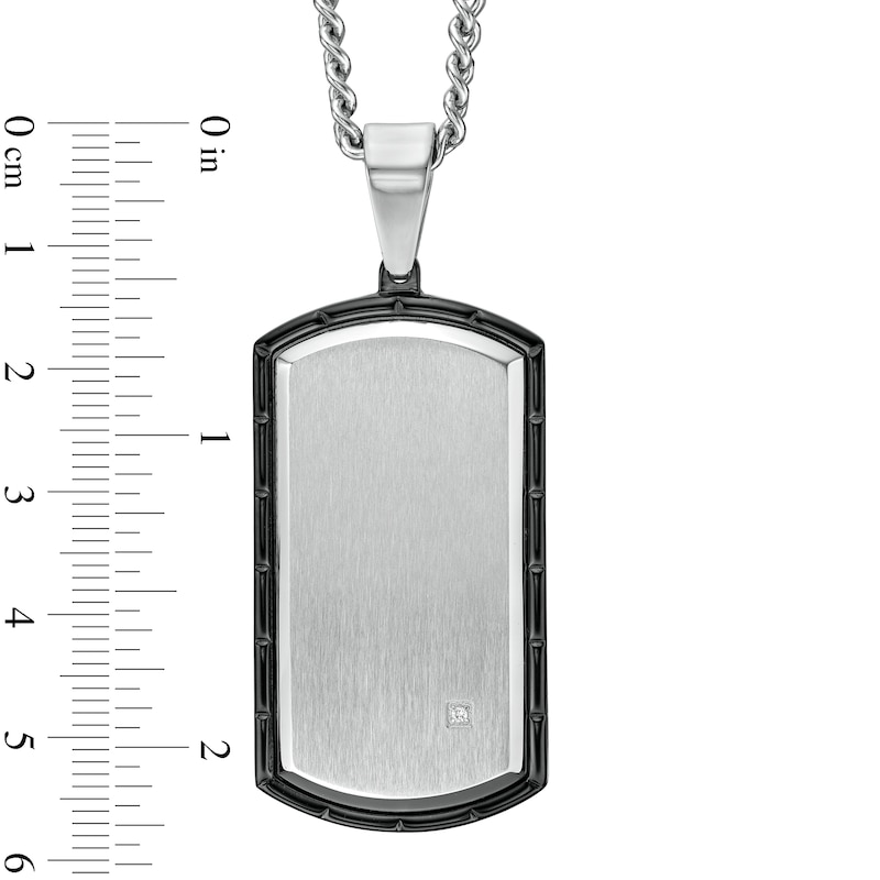 Main Image 4 of Diamond Accent Dog Tag, Cross Pendant and Link Bracelet Set in Stainless Steel and Black IP - 24"