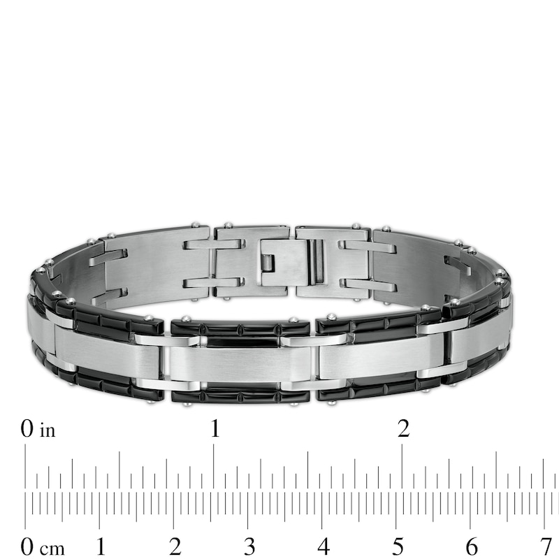 Main Image 6 of Diamond Accent Dog Tag, Cross Pendant and Link Bracelet Set in Stainless Steel and Black IP - 24"