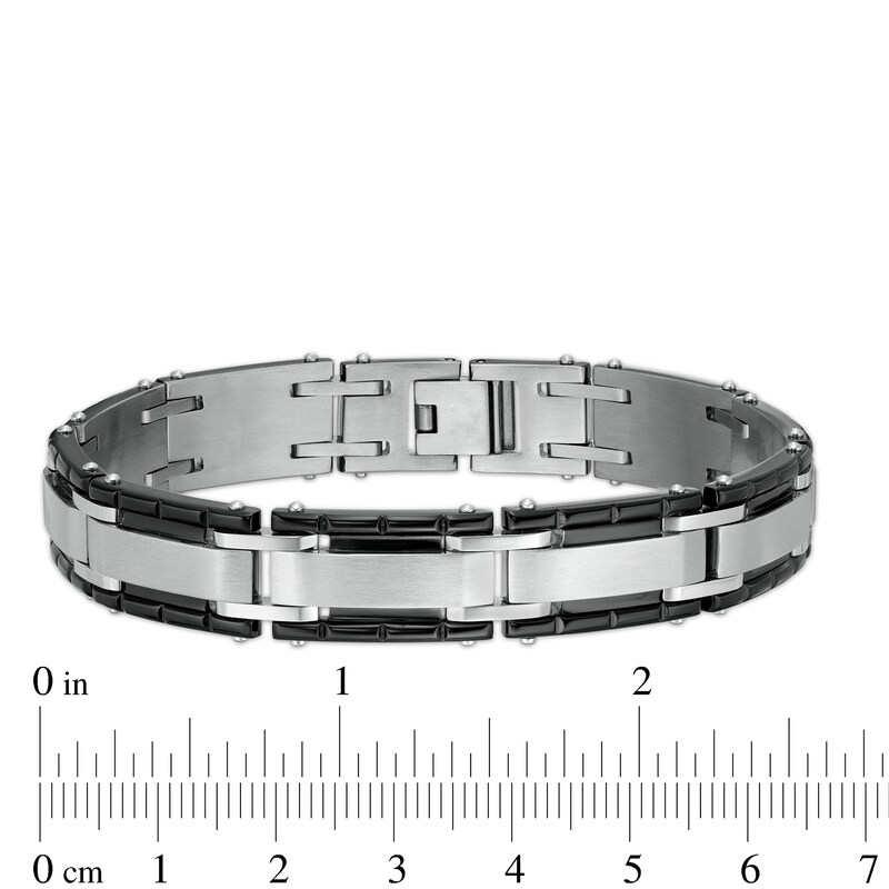Main Image 8 of Diamond Accent Dog Tag, Cross Pendant and Link Bracelet Set in Stainless Steel and Black IP - 24"