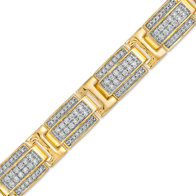 Main Image 1 of Men's 3 CT. T.W. Diamond Multi-Row Layered Link Bracelet in 10K Gold