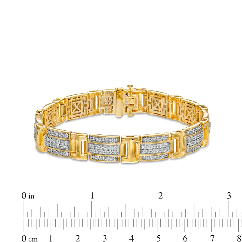 Main Image 4 of Men's 3 CT. T.W. Diamond Multi-Row Layered Link Bracelet in 10K Gold