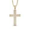 Thumbnail Image 1 of Men's Rope-Textured Layered Cross Pendant in 10K Gold - 22"