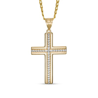 10k Yellow Gold Nugget Cross Religious Pendant Charm Necklace Latin Fine Jewelry Gifts For Women For Her 