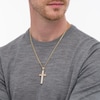 Thumbnail Image 2 of Men's Rope-Textured Layered Cross Pendant in 10K Gold - 22"