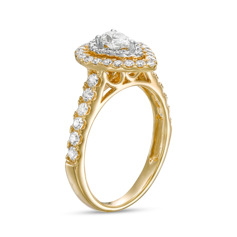 1 CT. T.W. Pear-Shaped Diamond Double Frame Engagement Ring in 14K Gold