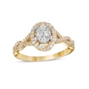 Thumbnail Image 1 of 1/2 CT. T.W. Oval Multi-Diamond Frame Twist Shank Engagement Ring in 10K Gold
