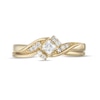 Thumbnail Image 4 of 1/4 CT. T.W. Princess-Cut Diamond Tilted Bypass Bridal Set in 10K Gold