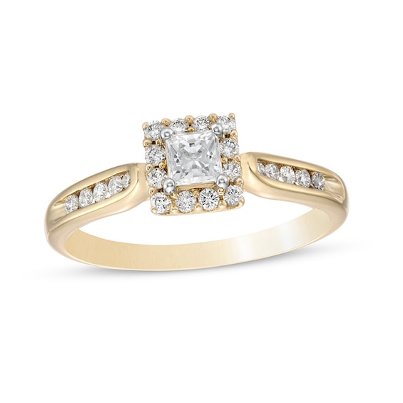 1/2 CT. T.w. Princess-Cut Diamond Frame Engagement Ring in 14K Gold