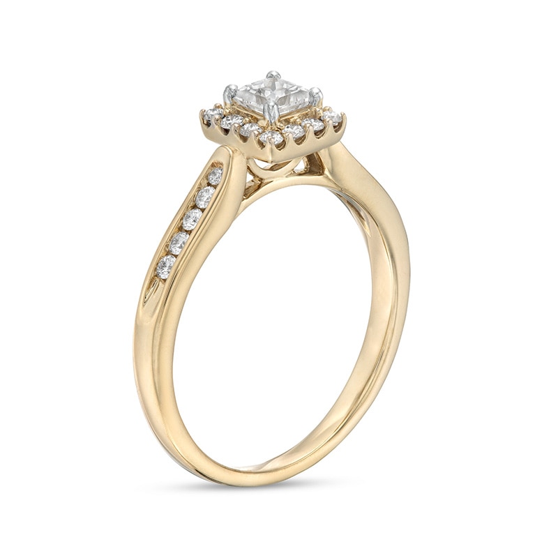 1/2 CT. T.W. Princess-Cut Diamond Frame Engagement Ring in 14K Gold