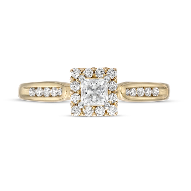 1/2 CT. T.W. Princess-Cut Diamond Frame Engagement Ring in 14K Gold