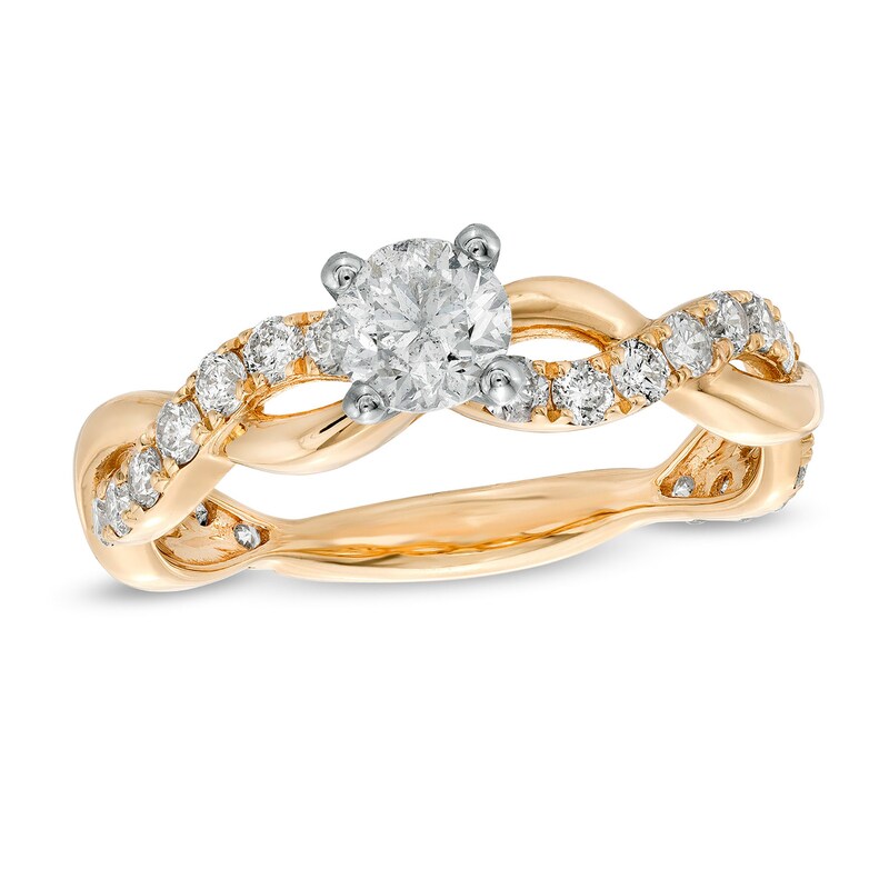 Main Image 1 of 1 CT. T.W. Diamond Twist Shank Engagement Ring in 14K Gold