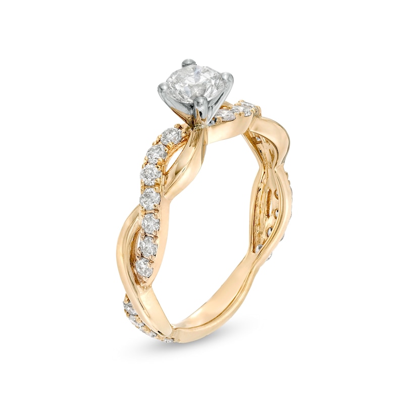 Main Image 3 of 1 CT. T.W. Diamond Twist Shank Engagement Ring in 14K Gold