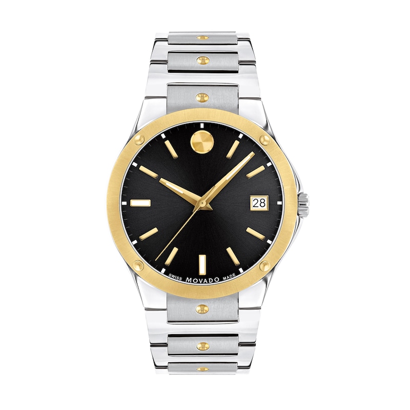 Main Image 1 of Men's Movado SE Two-Tone PVD Watch with Black Dial (Model: 0607596)
