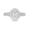 Thumbnail Image 4 of 1 CT. T.W. Certified Oval Diamond Double Frame Engagement Ring in Platinum (I/SI2)