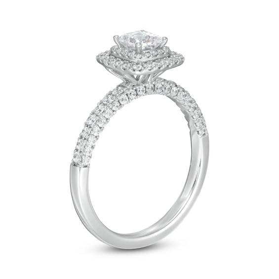 1 CT. T.w. Certified Princess-Cut Diamond Cushion Frame Engagement Ring in Platinum (I/Si2)